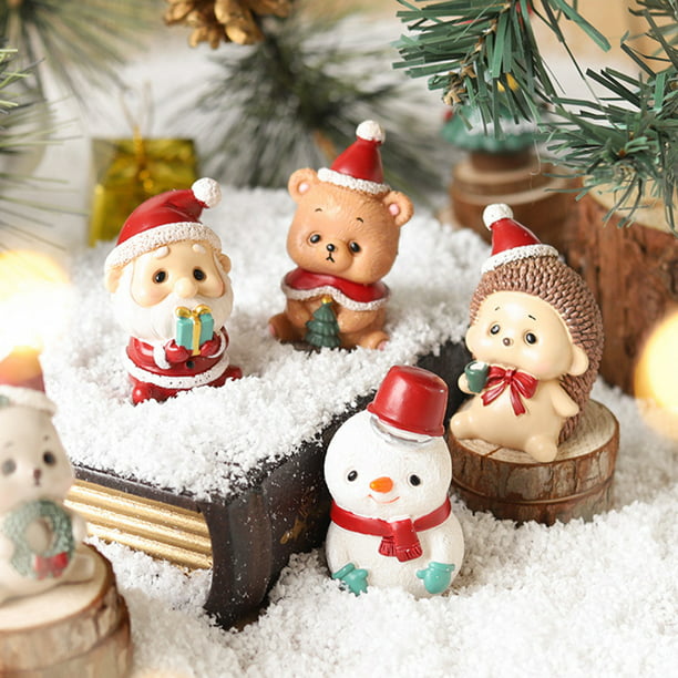 Christmas Bear Snow Trees Santa Claus Figure Miniature Fairy Garden Figurine DIY